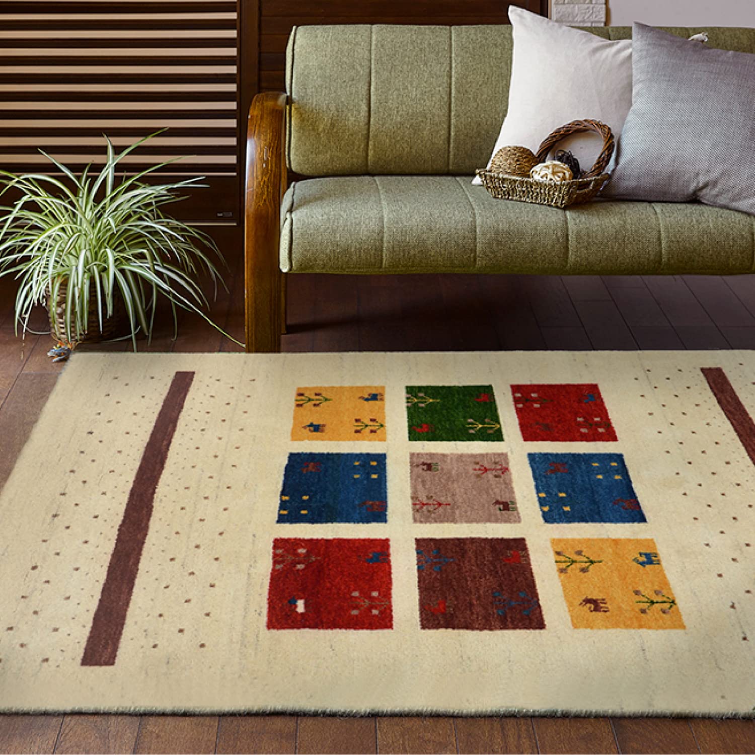 Amazon.co.jp: 萩原 ギャッベ ラグ 約200X250cm 「GABBEH D19」 羊毛